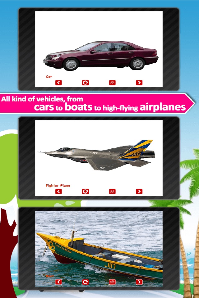 Vehicle sounds for kids: Learn land, air and water vehicles with real pictures and HD sounds screenshot 4