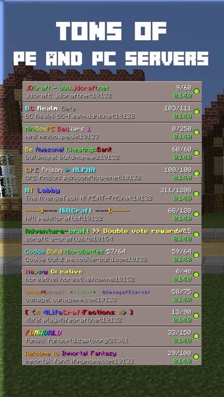 Pro Servers For Minecraft Pe Pc Pocket Edition Online