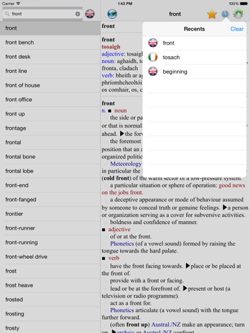 English Irish best dictionary - Béarla Gaeilge Foclóir fearr iPad screenshot 4 - Education app