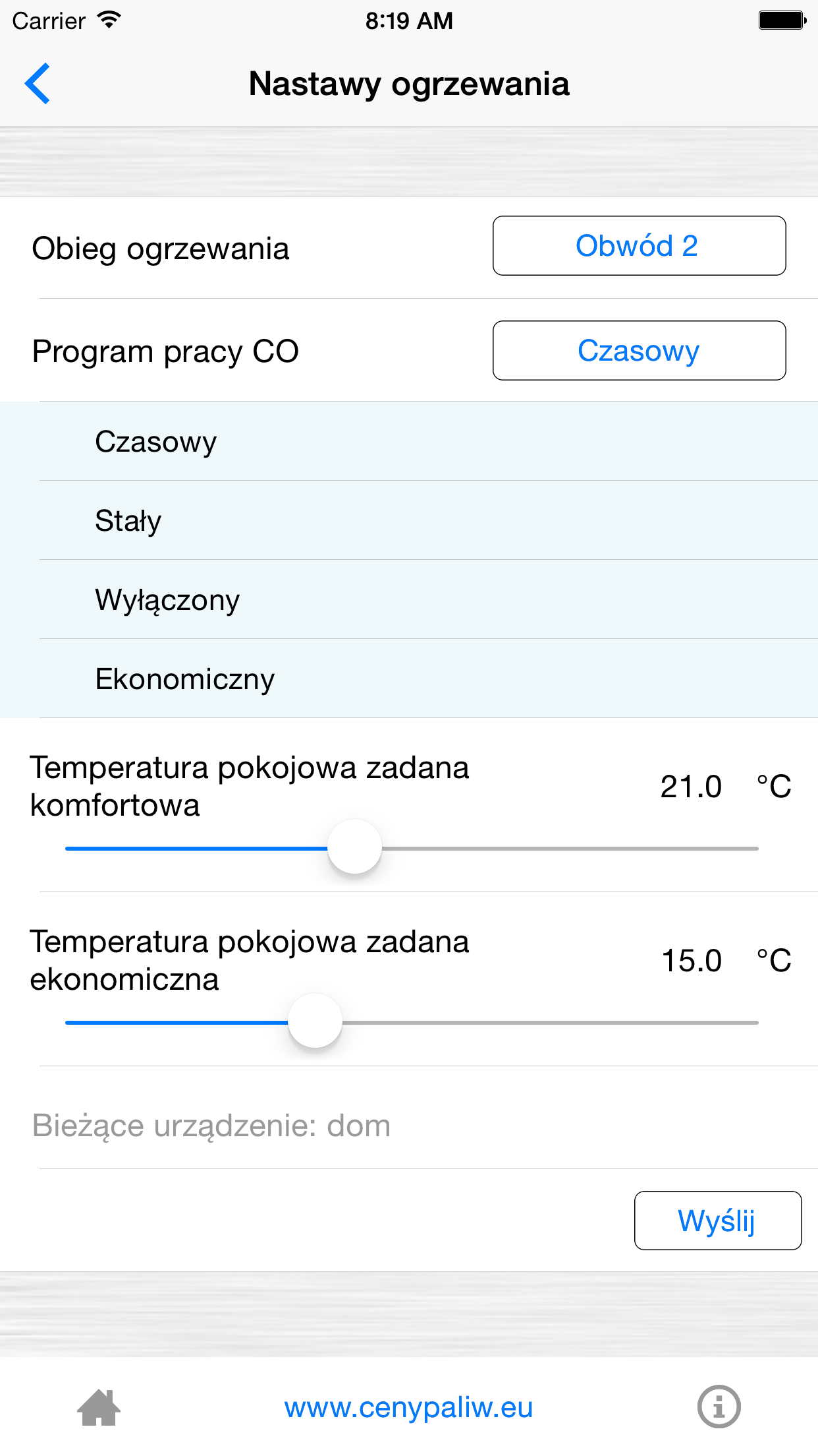 Sterowanie kotłem