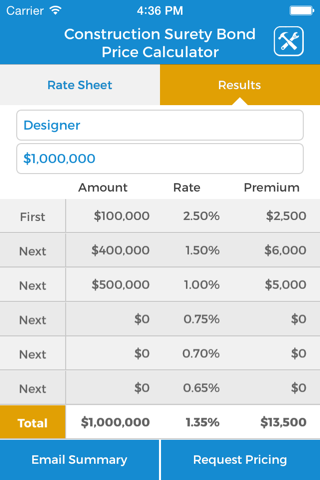 Construction Surety Bond Price Calculator screenshot 4