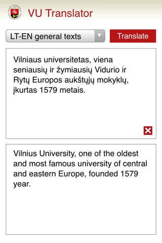 Vilnius University translator screenshot 3