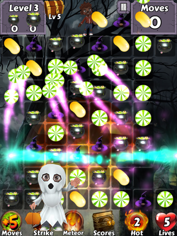 Trick or Treat Heroes - Match yummy candy and swipe halloween sweets to collect magic gems iPad screenshot 3 - Games app
