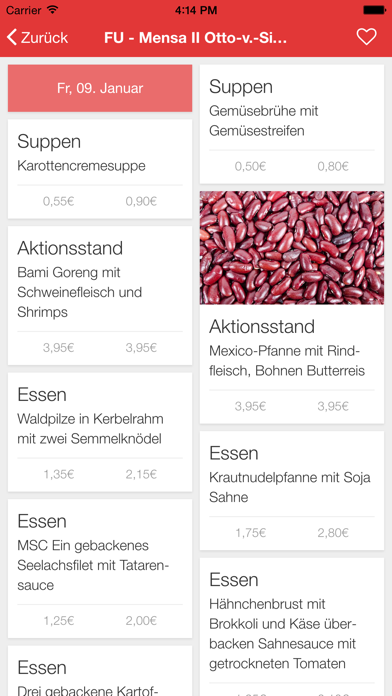 Screenshot #1 pour Meine Mensa - Speiseplan für alle Universitäten und Hochschulen in Deutschland