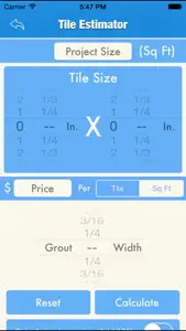 Tile Project Estimator Tool screenshot #1 for iPhone