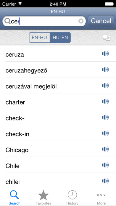 Screenshot #1 pour Hungarian<>English Dictionary