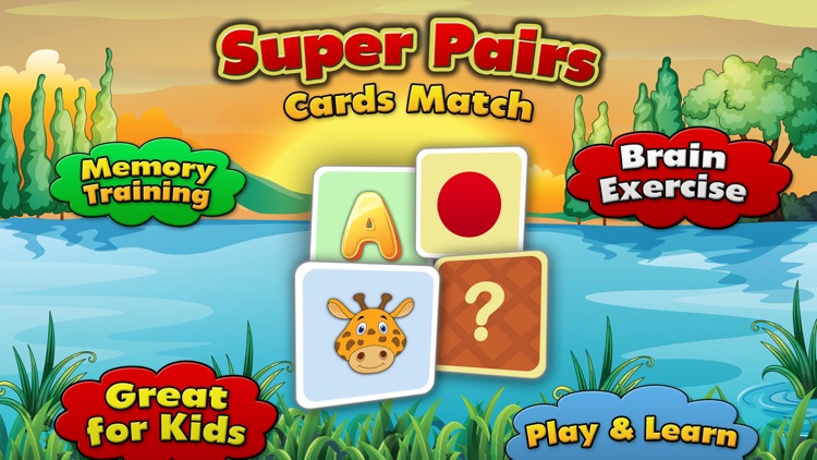 Super Pairs: Cards Match - Pair Matching Puzzle Game for Kids with shapes, colors, animals, letters and numbers