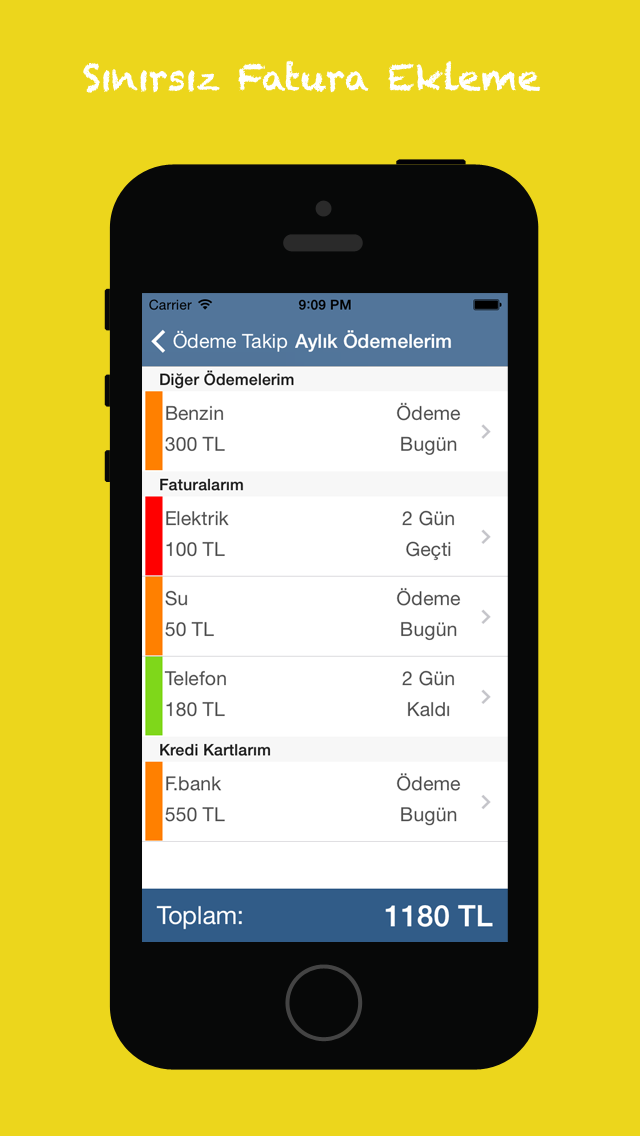 Screenshot #3 pour ÖdemeTakip & Touch ID / Parola ile Giriş ,Fatura, Kredi Kartı, Banka, Borç Bilgileri