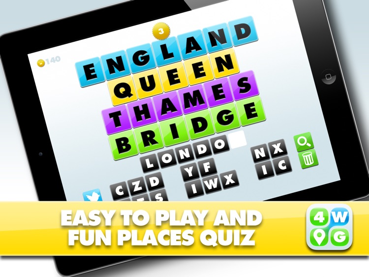 4 Word Place Game HD - Find the link and guess the place