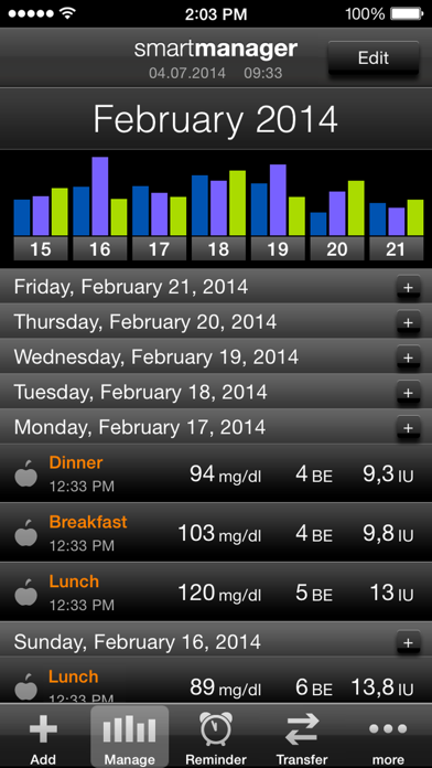 Screenshot #2 pour Diabetes smartmanager incl. Basal-Bolus therapy