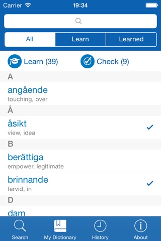 Swedish <> English Dictionary + Vocabulary trainer screenshot 3