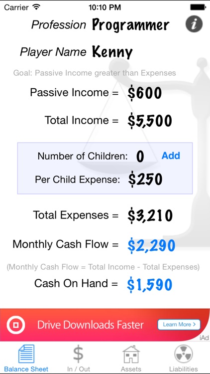 Cashflow Balance Sheet