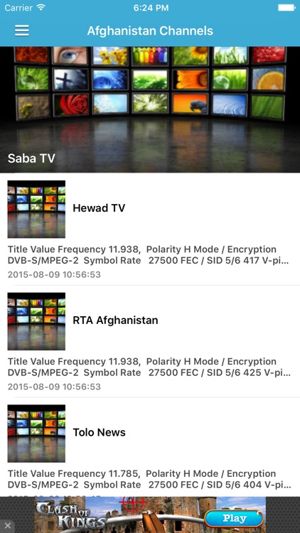 Afghanistan TV Channels Sat Info