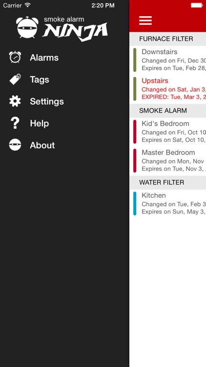 Smoke Alarm Ninja 2 - Household Alarm and Battery Tracker