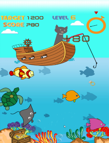 Magnetic Cat Fishing Games for Kids: Catch Fish That You Can! iPad screenshot