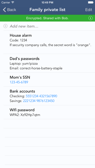 Screenshot #2 pour Our Shared Lists – Private, Secure Shared Lists