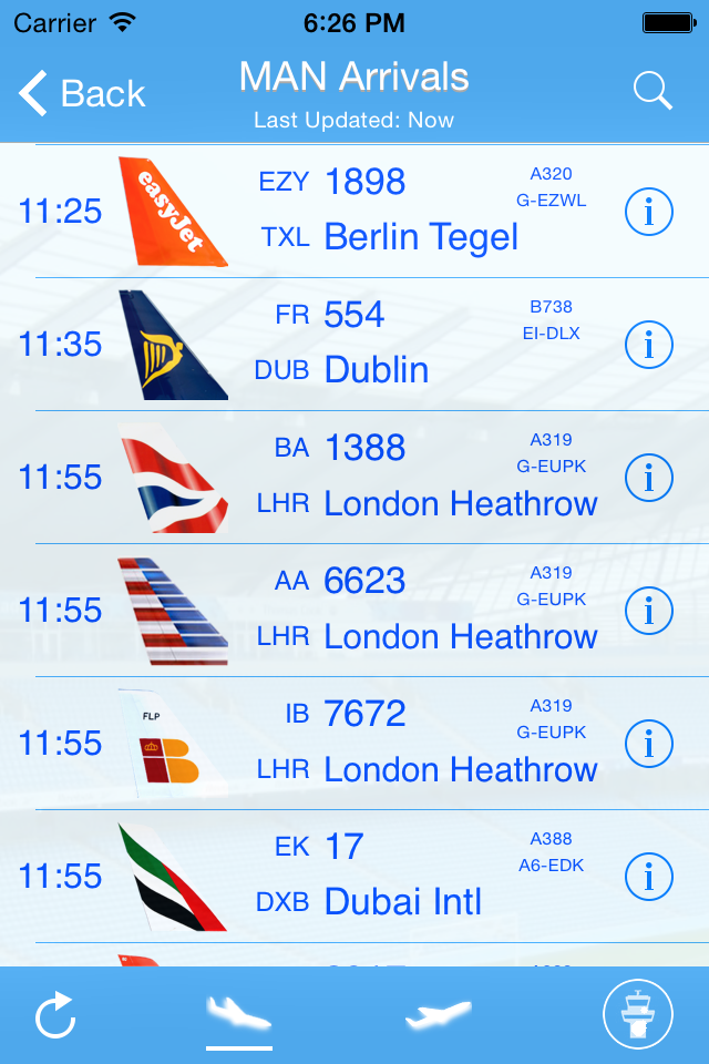 Manchester Airport - iPlane Flight Information