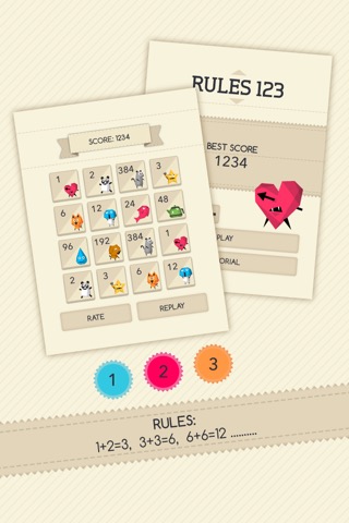 Rules 123: Best numbers puzzle game connecting the best of Threes and 2048 Freeのおすすめ画像1