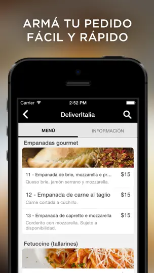 Captura de pantalla de DeliverItalia en iPhone 3