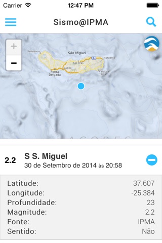 Sismo@IPMA screenshot 2