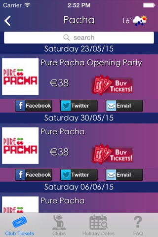 Club Tickets screenshot 3