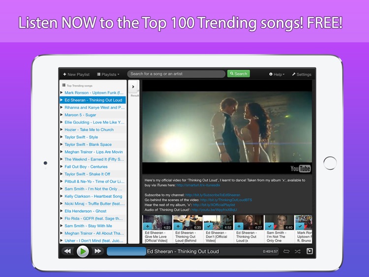 StereoTube Music Player for YouTube & VEVO! Stream playlists of free mp3 songs & videos!