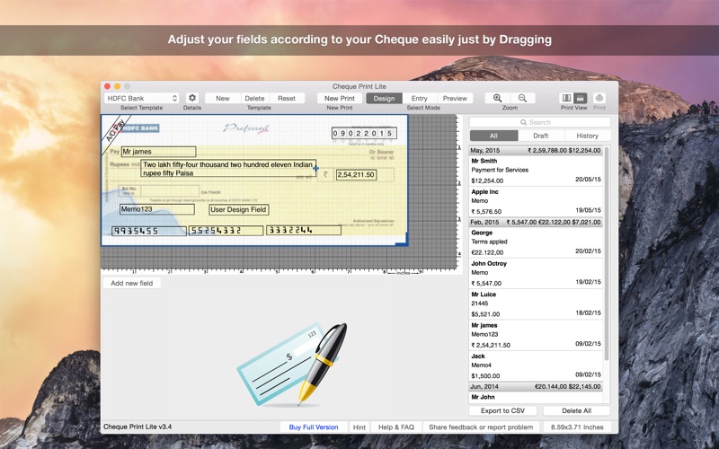 Screenshot #1 pour Cheque Print Lite