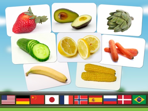 Fruits and vegetables flashcards quiz and matching game for toddlers and kids in English iPad screenshot 2 - Education app