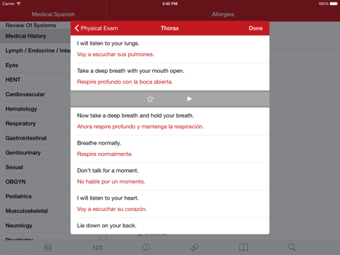 Screenshot #6 pour Medical Spanish: Healthcare Phrasebook with Audio