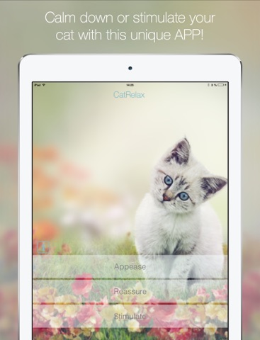 Cat Relax: A musical atmosphere for relaxation or stimulation of your cat. Have fun watching your cats react to the music composed for them iPad screenshot 1 - Entertainment app