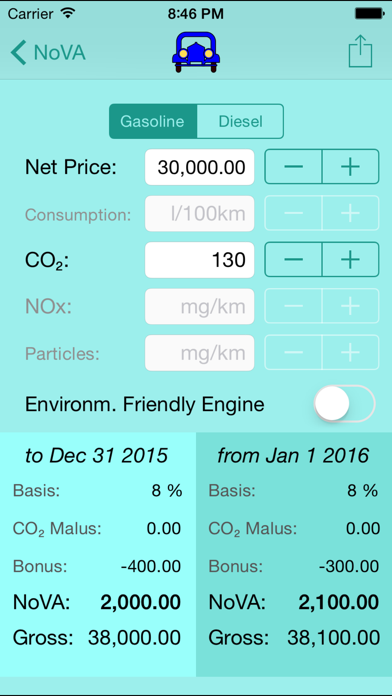 Screenshot #2 pour NoVA Calculator for Austrian Vehicles