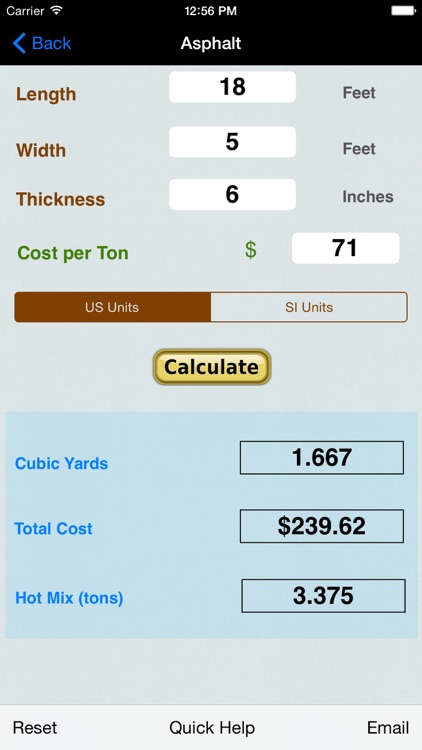 Construction Calcs: Asphalt & Concrete & Drywall & Roofing