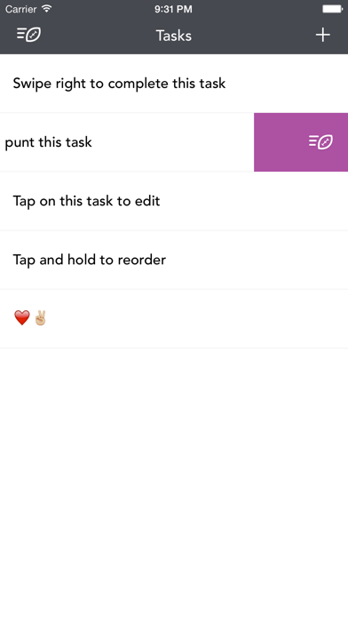 Punt – Simple task list iPhone screenshot 4 - Productivity app