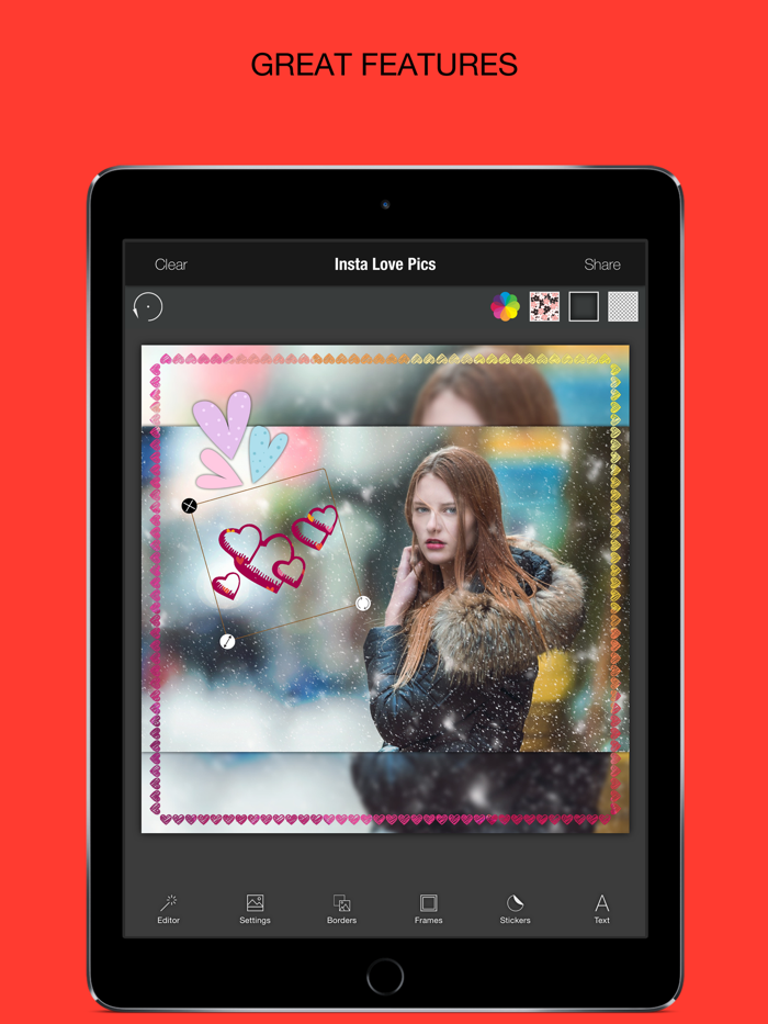 Insta Love Pics – Well designed frames and stickers for peace and joy.