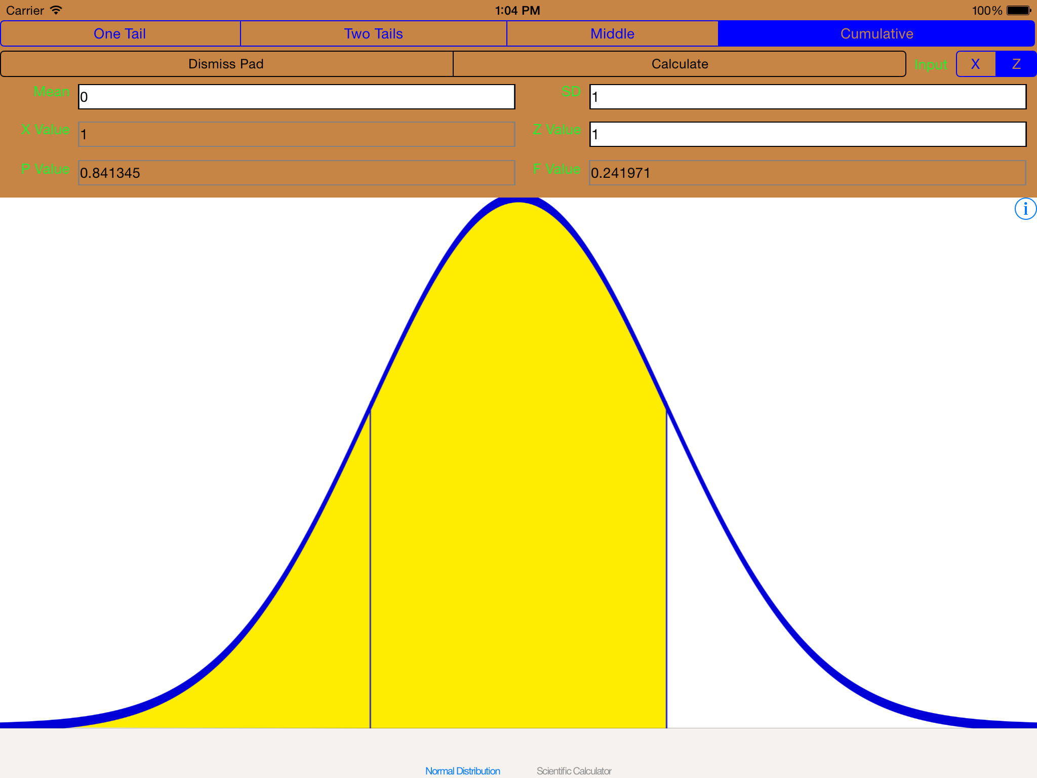 Scientific Calculator With Normal/Gaussian Distribution