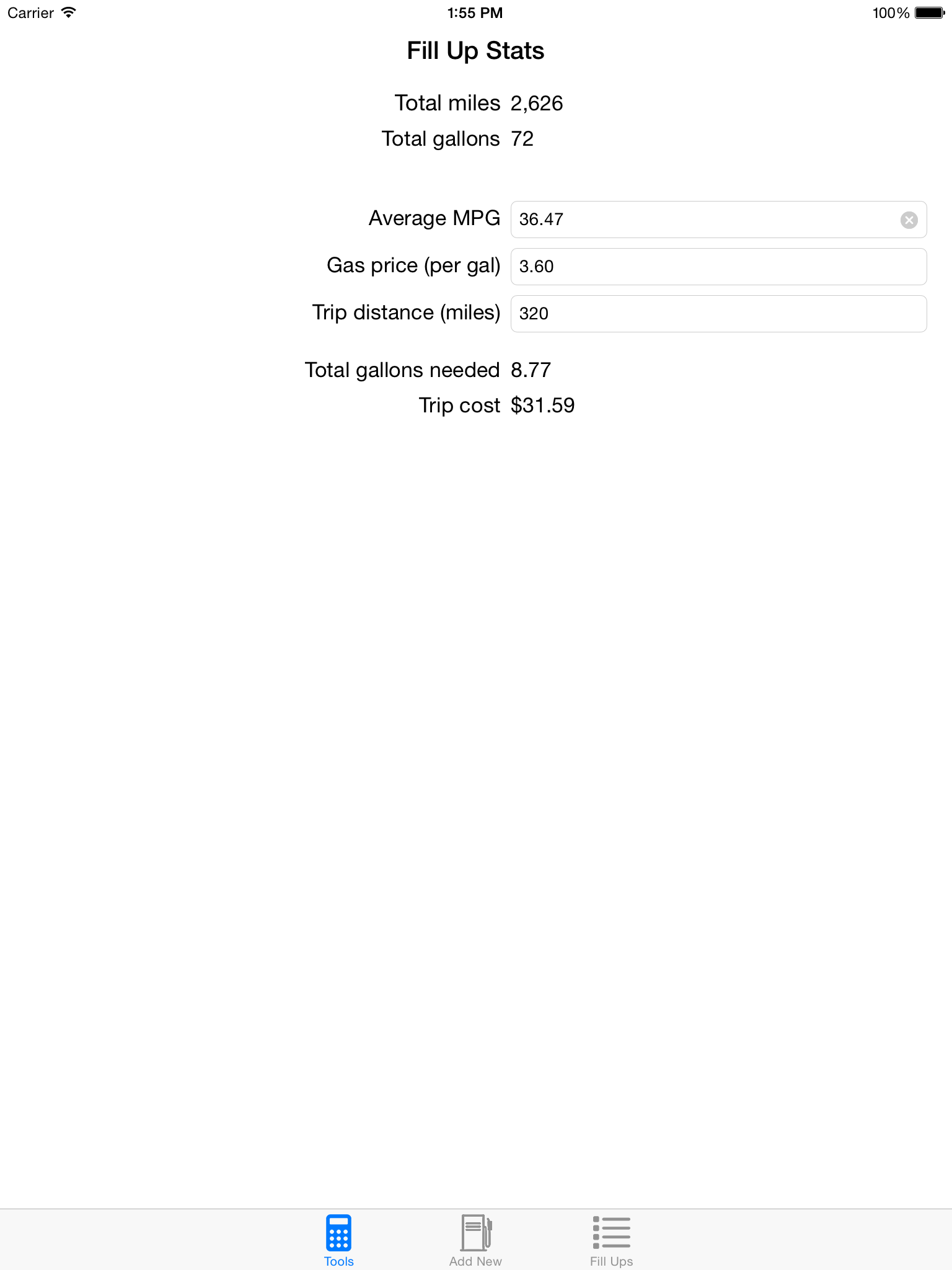 Fill Up Tracker