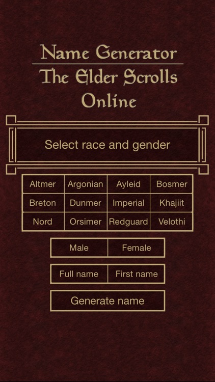 Name Generator for The Elder Scrolls Online