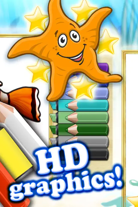 Coloring books for toddlers HD - Colorize ocean animals and fish