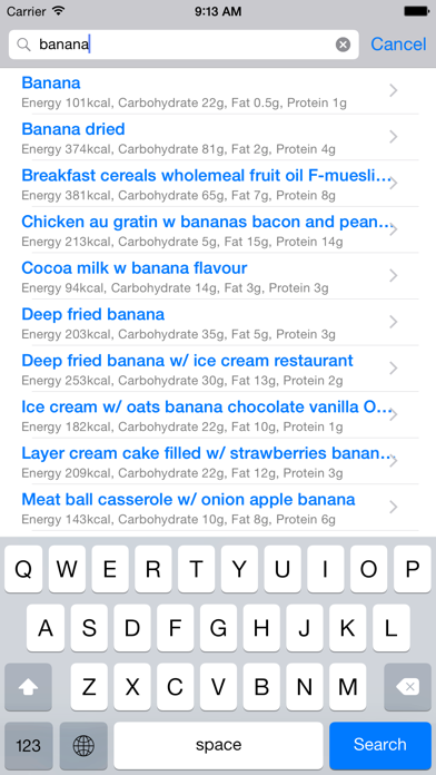 Food Content Screenshot