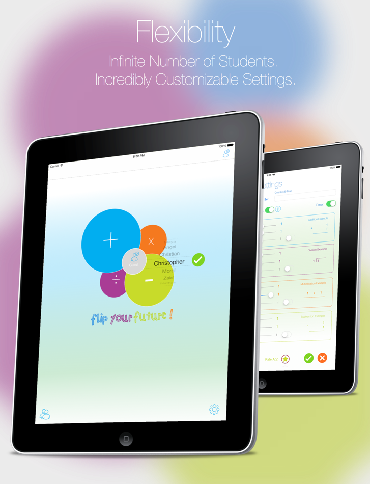#5. Flip The Future - Math Flash Cards App, Practice Math, Addition, Subtraction, Multiplication, Division (iOS) โดย: Filemon Salas