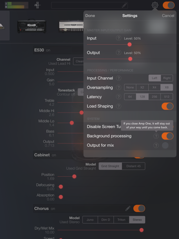 Screenshot #5 pour Amp ONE - Les amplis de guitare et d'un processeur d'effets basés sur la connexion du circuit de simulation et d'apprentissage de la machine