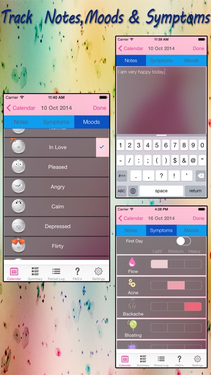 Period Tracker Logs - Monthly Cycles Menstrual Calendar & Ovulation Fertility Diary screenshot-3