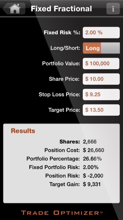 Trade Optimizer: Stock Position Sizing Calc Calculator screenshot-0