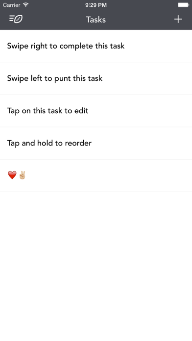 Punt – Simple task list iPhone screenshot 1 - Productivity app