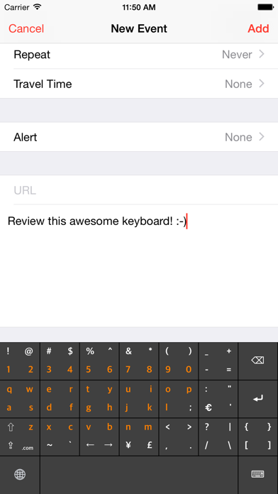 Screenshot #1 pour Full Keyboard (for big fingers)