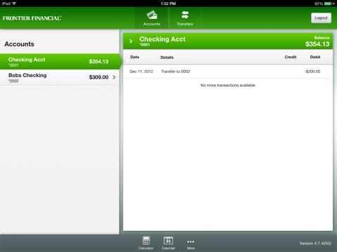 Frontier Financial Credit Union for iPad screenshot 3