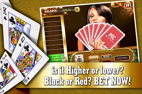 Monte Carlo Hi-lo Cards PRO - Live Addicting High or Lower Card Casino Game screenshot 2