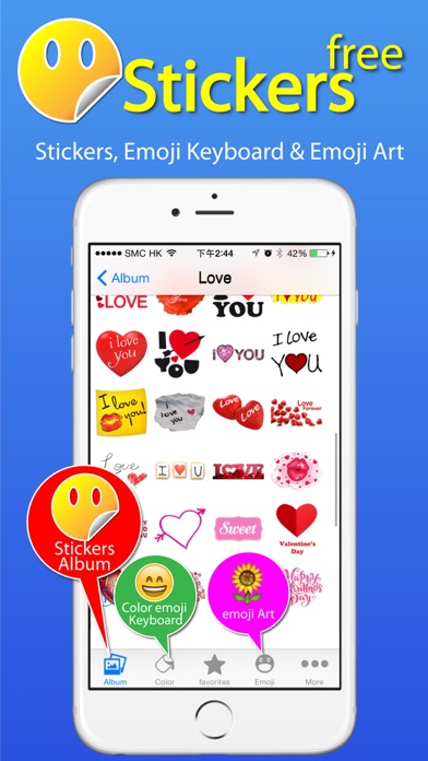 Screenshot #1 pour Stickers Free + Emoji Keyboard & Emoji Art