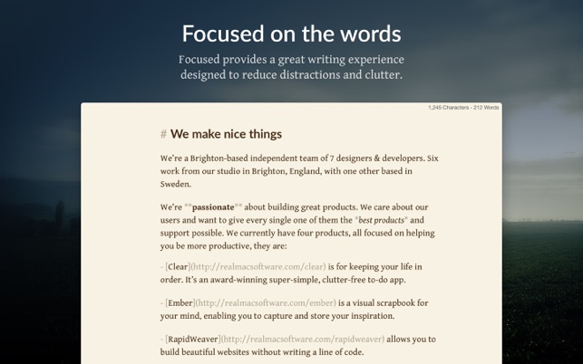 ‎Focused - Minimal Markdown App Screenshot