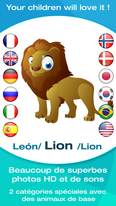 Screenshot #1 pour Safari et animaux de la jungle : Baby Flashcards gratuit - Une sélection des meilleurs jeux et des meilleurs divertissements pour les plus petits !
